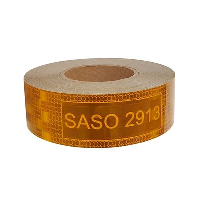 Хорошая цена LU Saso 2913 Клейкая отражательная наклейка предупреждение о безопасности Лента заметности 5 смx25 м 7,5 см 10 см Желтая металлизированная отражательная лента предупреждение о безопасности для грузовика онлайн