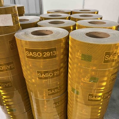 Хорошая цена Металлизированная светоотражающая лента SASO 2913 желтого цвета для Саудовской Аравии с алюминиевым покрытием онлайн